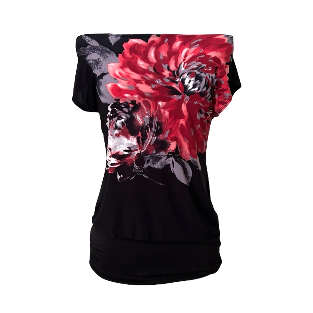 *SOLD* Super Y2K floral print off the shoulder top